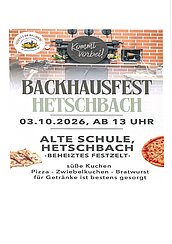 Backhausfest Hetschbach 2026 Backhausfest Hetschbach 2026